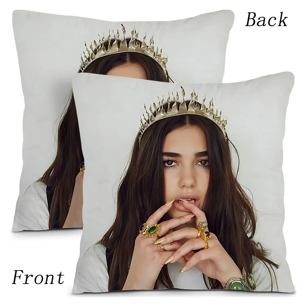 Singer D-Dua Lipas fodere per cuscini Cartoon Sofa decorativo casa stampa fronte-retro breve peluche carino fodera per cuscino