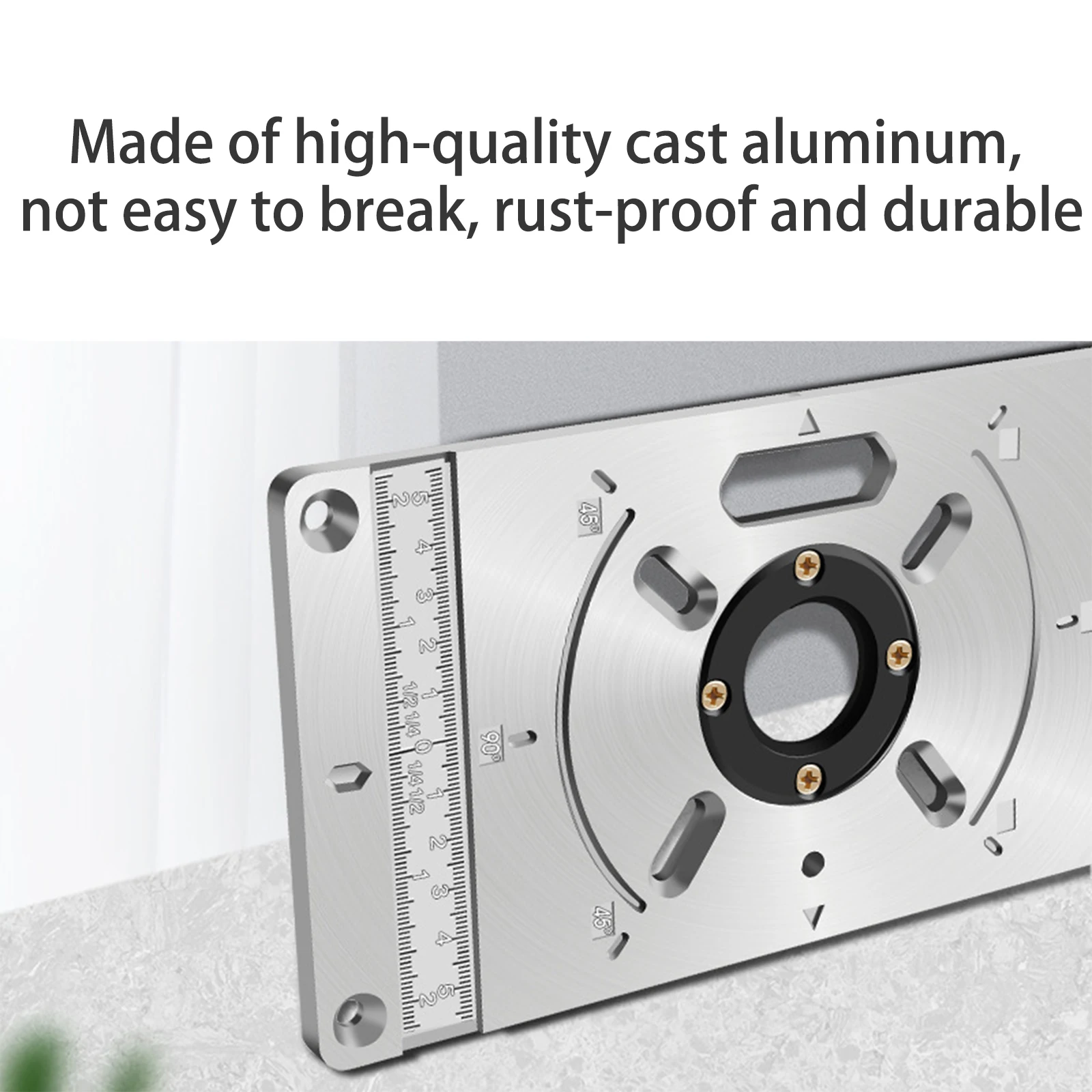 Aluminum Router Table Insert Plate, 3 Insert Rings & Screws, Rustproof, Center Alignment for Woodworking Milling & Drilling