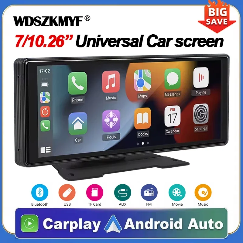 

7/10.26” Car Mirror Radio Multimedia Video Player Universal Wireless Carplay Android Auto Screen With Bluetooth Rearview Camera