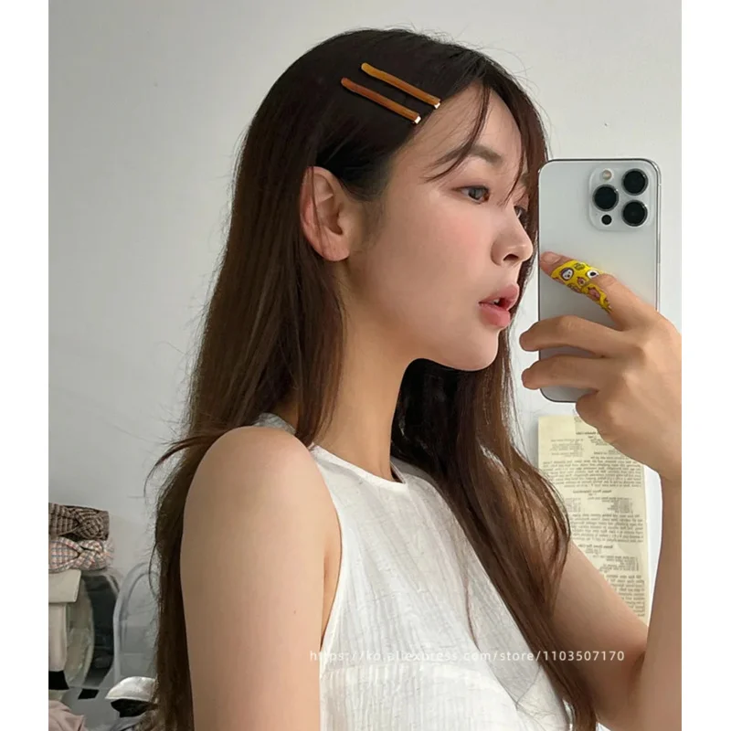 France basic word clip ~ Korea France color jelly fringe clip, side broken hair clip hair accessories simple Fashion