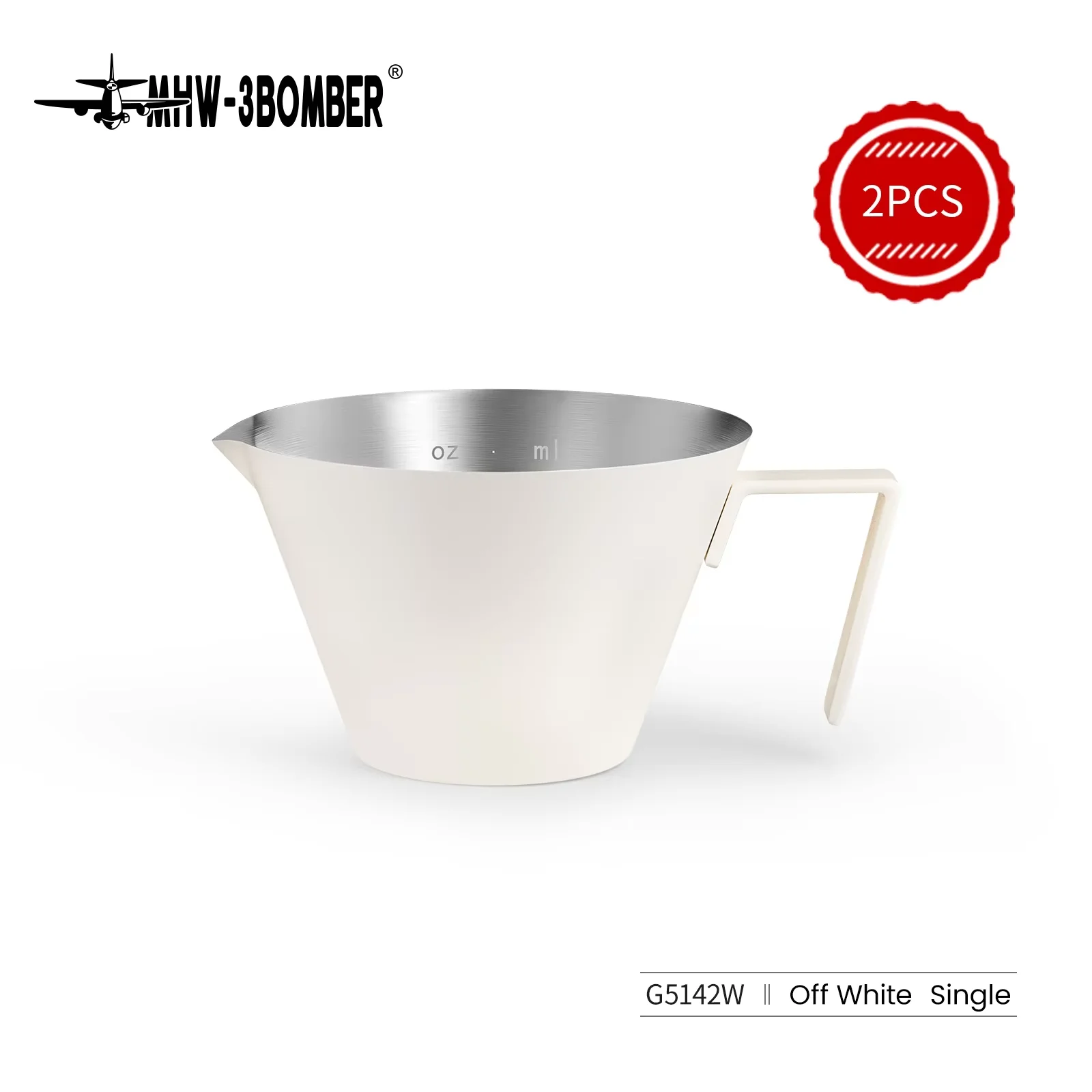 MHW-3BOMBER 100ml RVS Espresso Maatbeker Enkelvoudige Tuit Shotglas Duurzaam Barista Gereedschap met Precieze Schaalverdeling