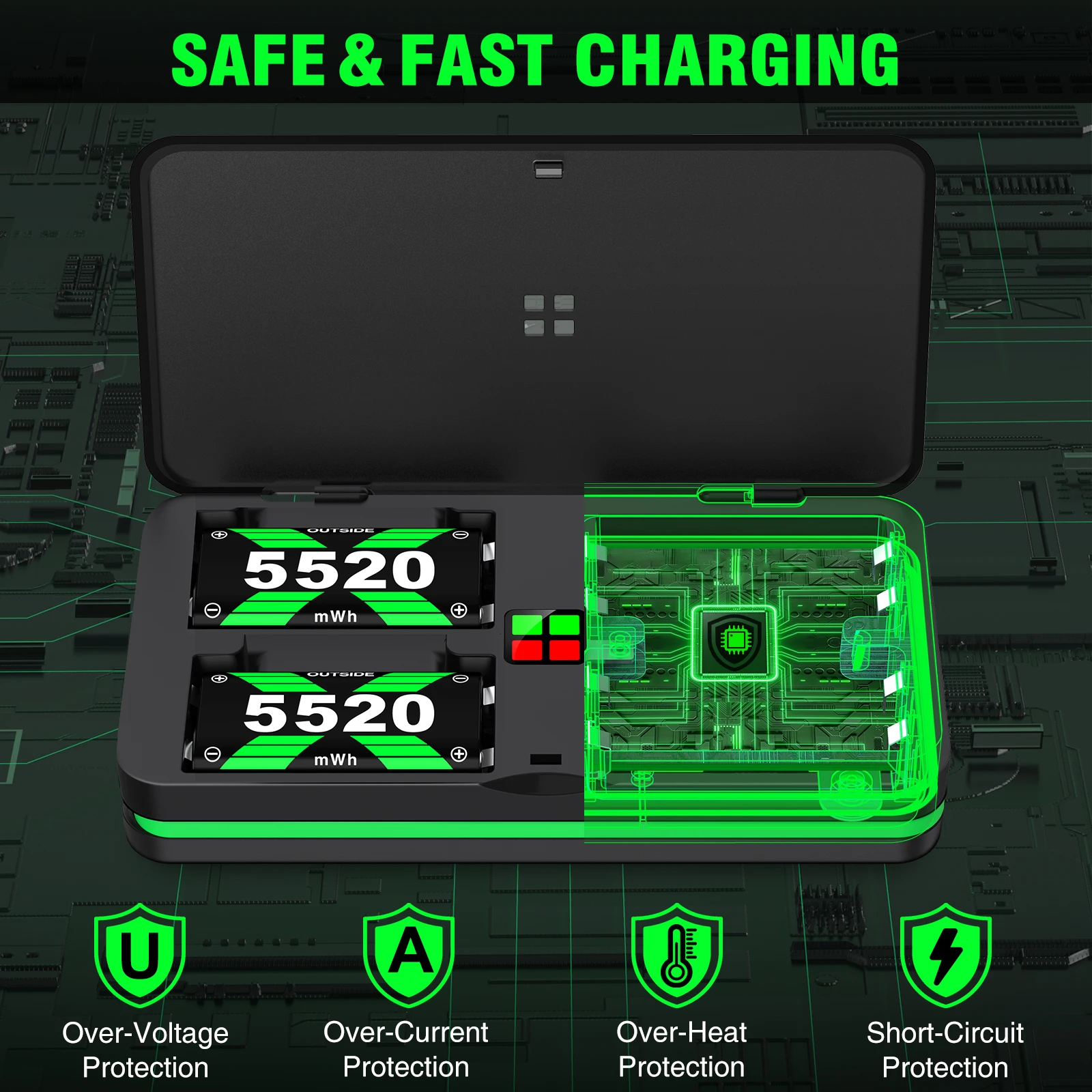 BEBONCOOL Rechargeable Battery Pack for Xbox One S/X/Elite Xbox Series S/X/Xbox One Controller 4X5520mWh Battery Charger