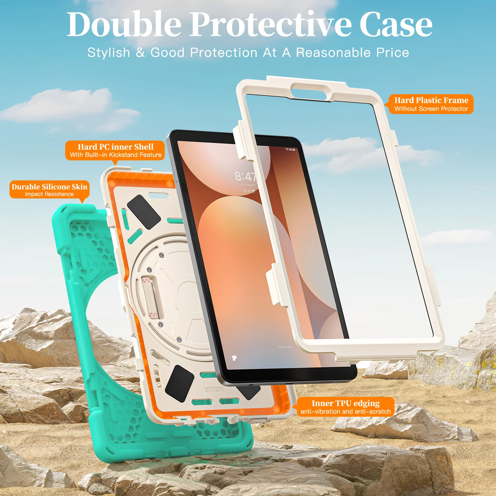 Stand Case For Samsung Tab A11 SM-X133 X135 A9 X110 X115 X117 A7 Lite 8.7 2021 T220 T225 A 8.0 2019 T290 T295 360 Rotating Cover