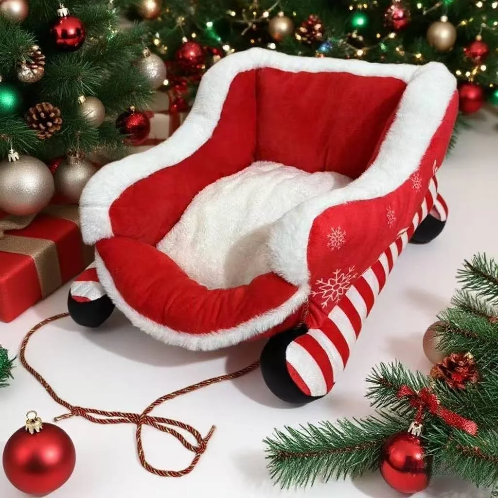 

Winter Puppy Accessories Christmas Dogs Accessoires Beds Convertible Sofa Houses Small Dog Home Bed Pup Coop Large Big Pet Bed's