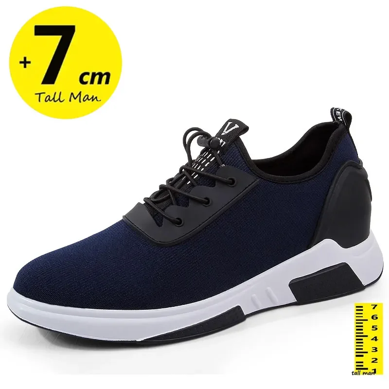 Breathablesneakers men elevator height increase shoes for men 8cm 6cm casual lift man breathable hidden heels taller