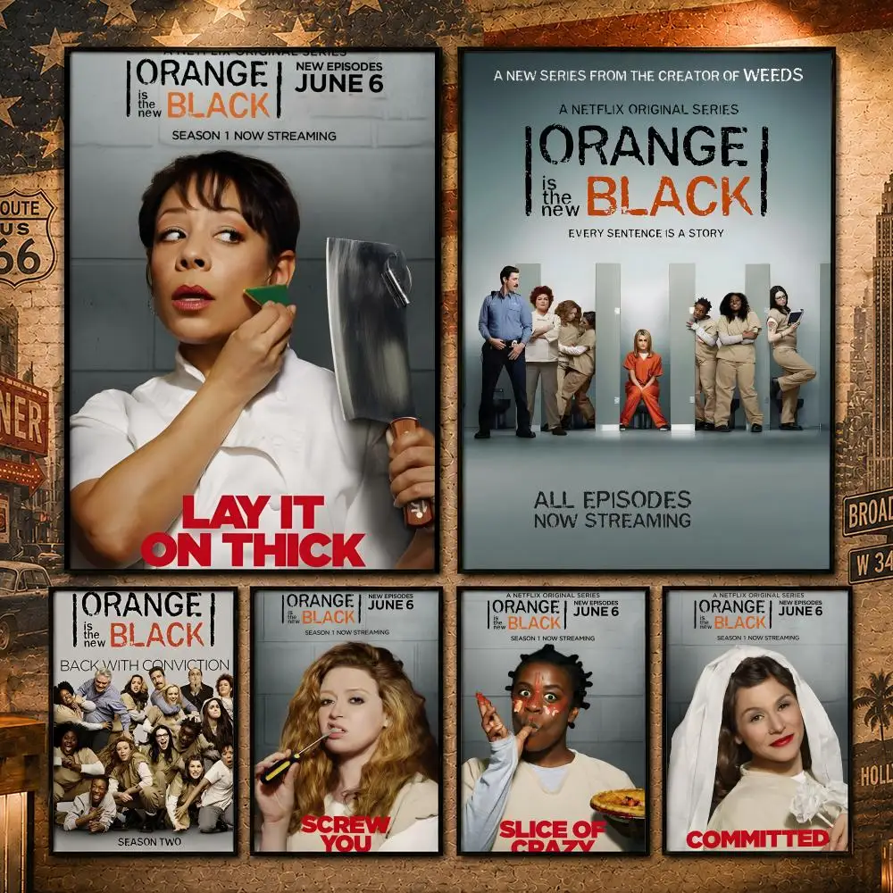 Prison Drama O-Orange Is the New BlackS Poster Vintage Retro Anime Poster Stickers Peel and Stick Wall Art Home Decor