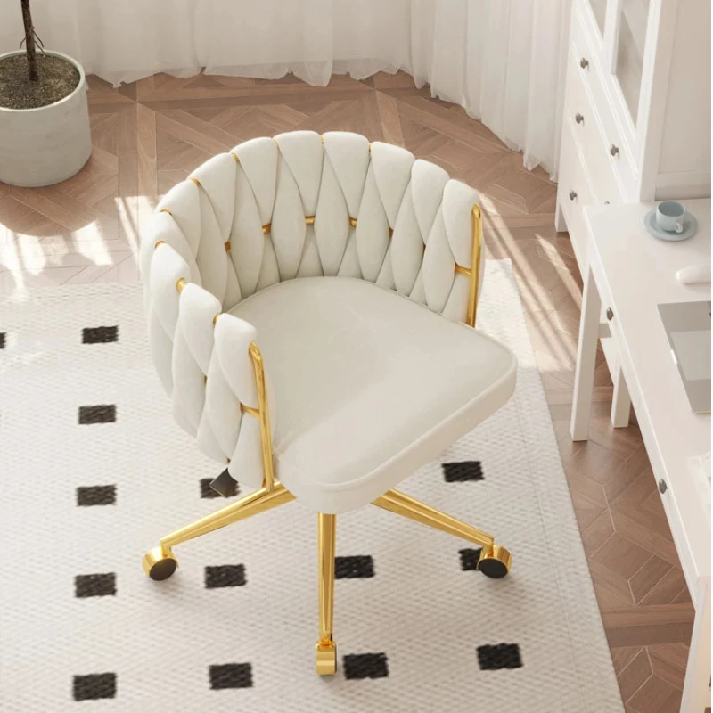 Nordic Luxury Velvet Living Room Chair Computer Chair Bedroom Dressing Stool Front Desk Office Chair INS Anchor Makeup Chair