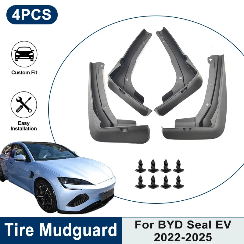 

Car Mud Splash Guards 4PCS For BYD Seal EV 2022-2025 Waterproof Anti-Scratch Fender Mud Flaps Auto Exterior Tuning Parts