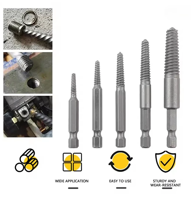 

Набор направляющих для центральных сверл для экстрактора винтов, набор направляющих для удаления сломанных поврежденных болтов, шестигранный хвостовик и гаечный ключ для сломанного ручного инструмента