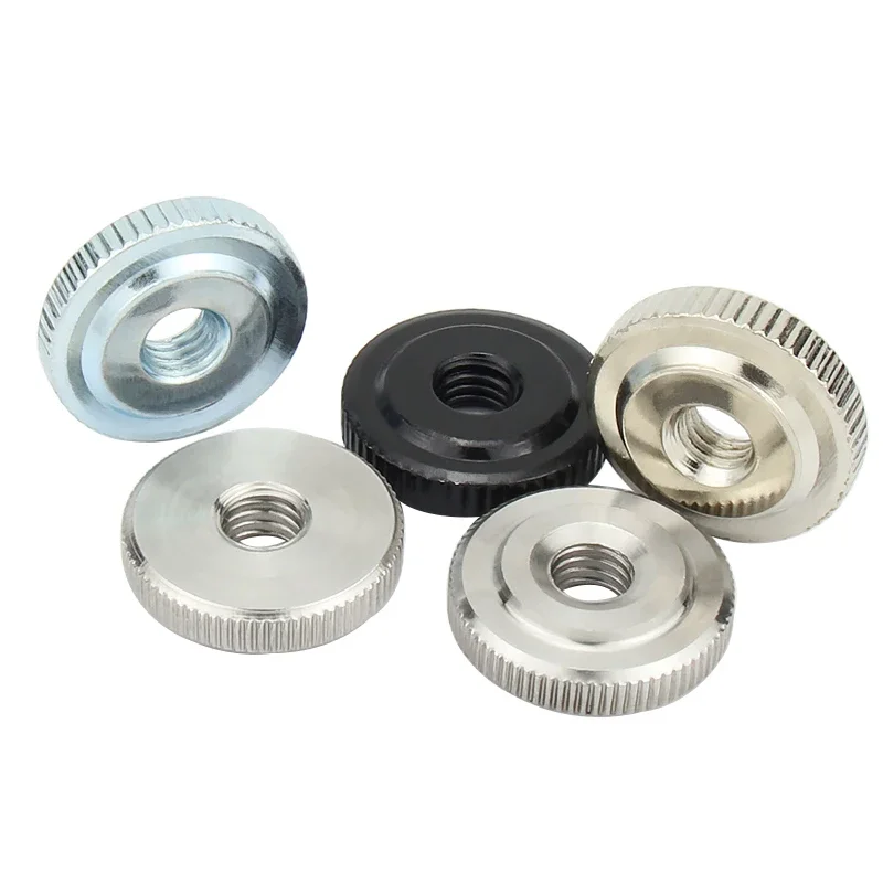 GB807 304 Stianless Steel Carbon Steel Small Step Hand Tighten Nut M3 M4 M5 M6 M8 M10 M12 Knurled Thumb Nuts