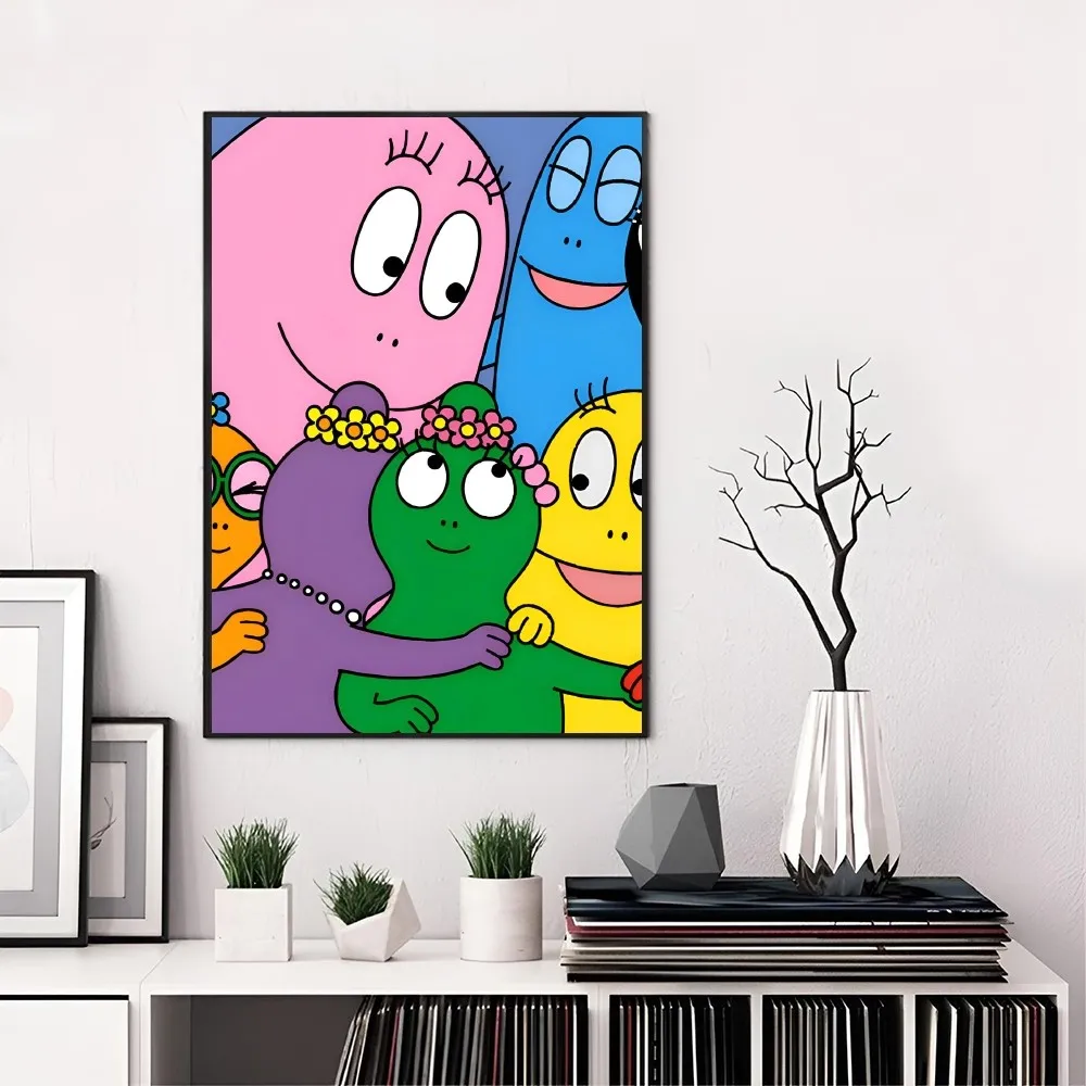 1PC Anime B-Barbapapa Poster Self-adhesive Art Waterproof Paper Sticker Coffee House Bar Room Wall Decor