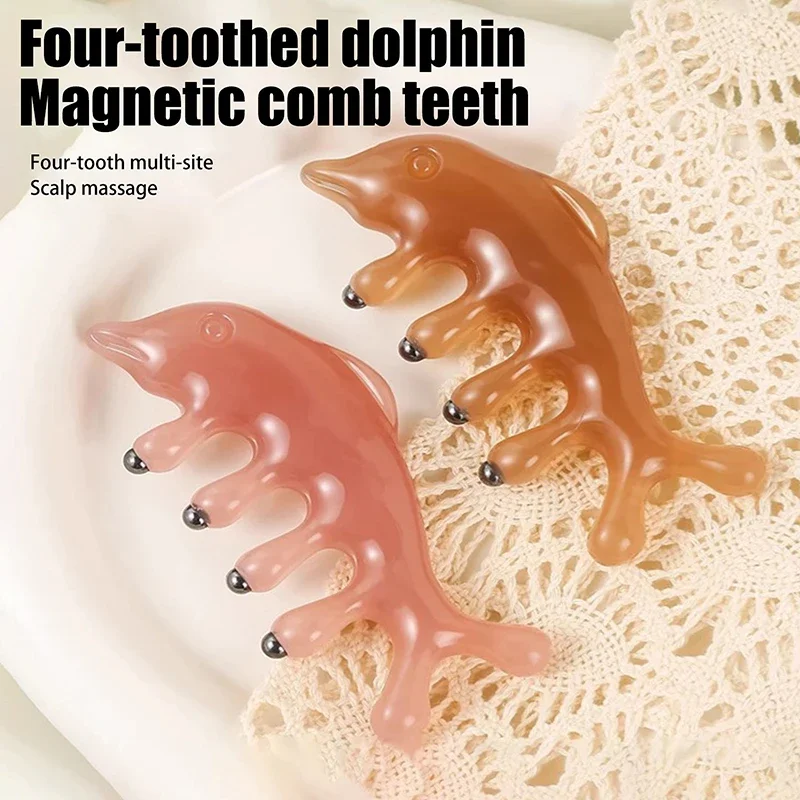 

Cartoon Magnetic Therapy Dolphin Massage Comb Head Massager Meridian Scalp With Storage Bag Body Home Health Massage Tool