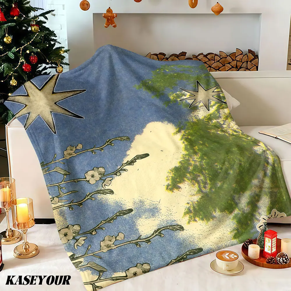 Vintage Bee Star Collage Winter Summer Flannel Blanket Throw Fleece Soft Fuzzy Plush Cozy Fleece Blankets for Sofa Ideal Gifts