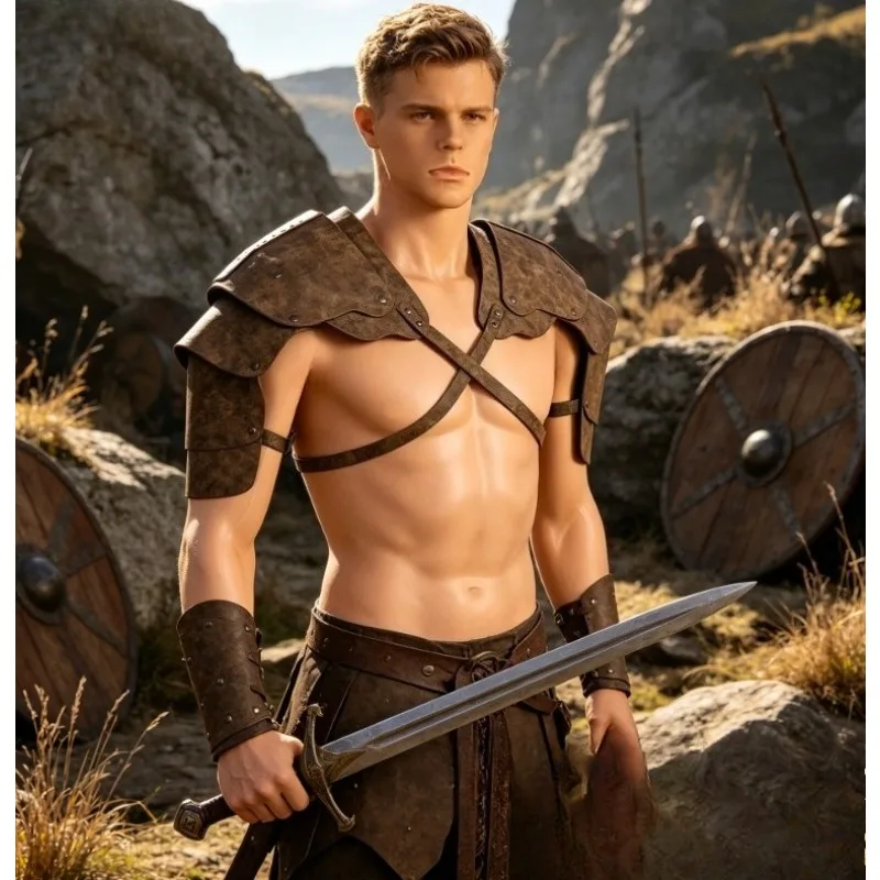 

Men Viking Armor Shoulder Strap Harness Cosplay Halloween Carnival Role Play Prop