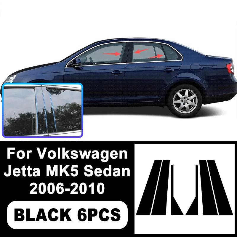 

B/C Pillar Stickers For Volkswagen VW Jetta MK5 Sedan 2006-2010 - PC Window Decorative Trim for Middle Pillar,Car Accessories