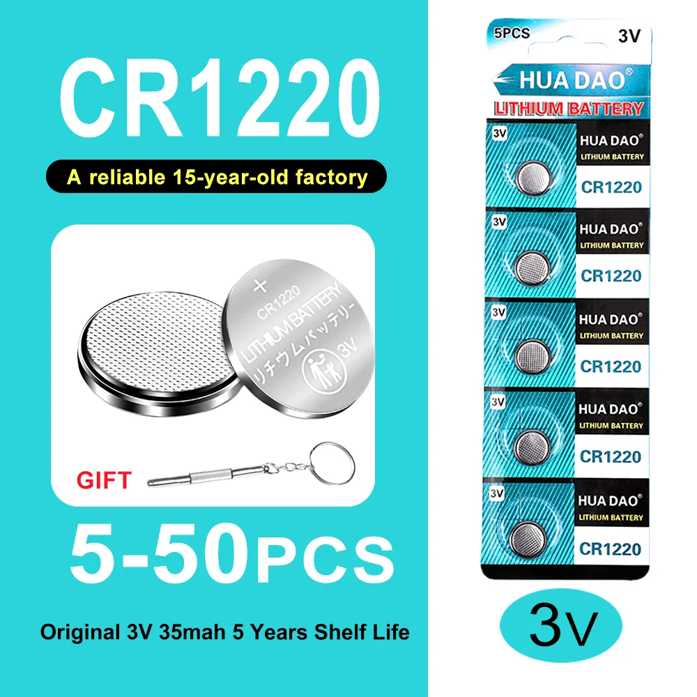 5-50PCS CR1220 3V Lithium Button Battery BR1220 LM1220 DL1220 L04 5012LC Coin Cell Watch CR 1220 Batteries for Toys Remote