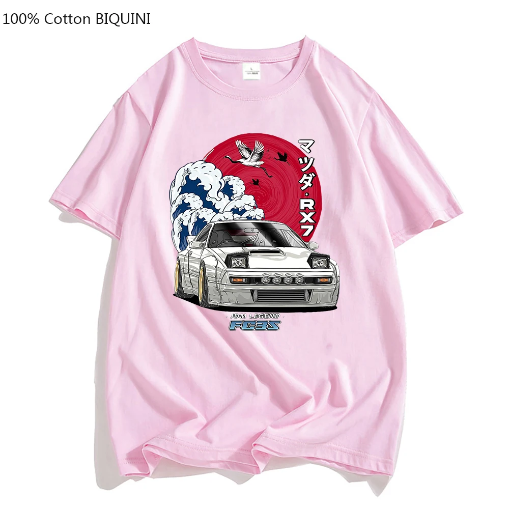 Anime Grafik T-Shirt Frauen/Männer Streetwear für JDM Rundhals ausschnitt T-Shirts Tops Y2K übergroße 100% Baumwolle T-Shirt weich