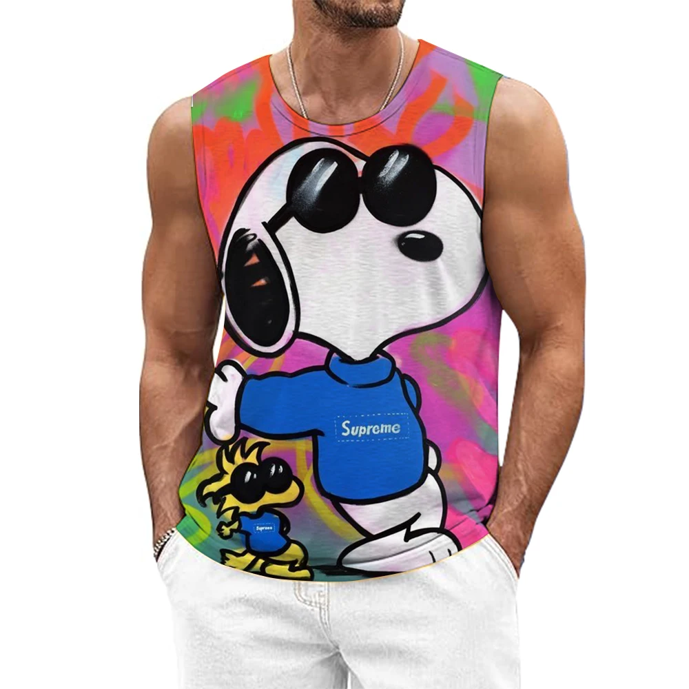 

2025 New Summer Fashion Men's Sleeveless T-Shirt Classic Snoopy Funny Print Men's Vest Extreme Sports Surf Vest