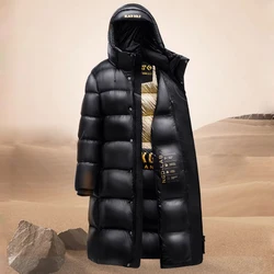 Doudoune longue en duvet d'oie imperméable pour hommes et femmes, manteau matelassé avec capuche, veste en plumes, haute qualité, hiver