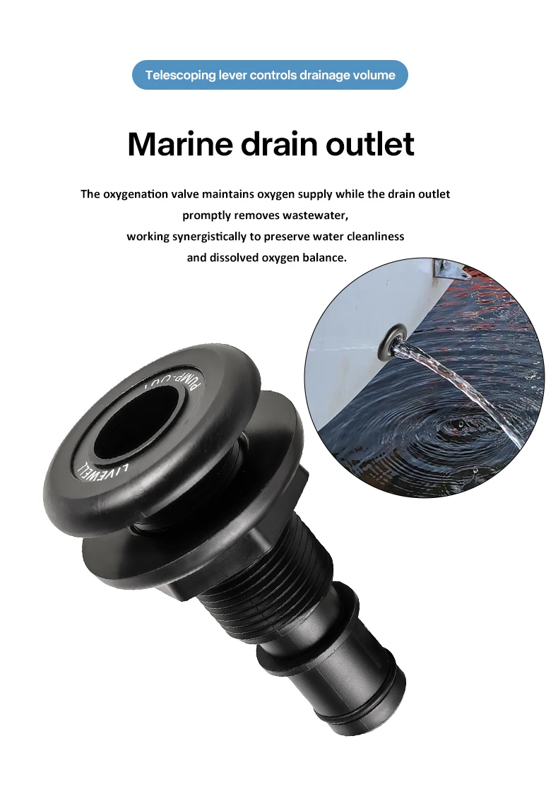 Marine-Livewell-Sauerstoffventil ABS-Entlüftungsbelüfter für Bass-Boote, Fischhaltebehälter, Wasserzirkulation, Zubehör-Kit für Fischereiyachten – Detail 8