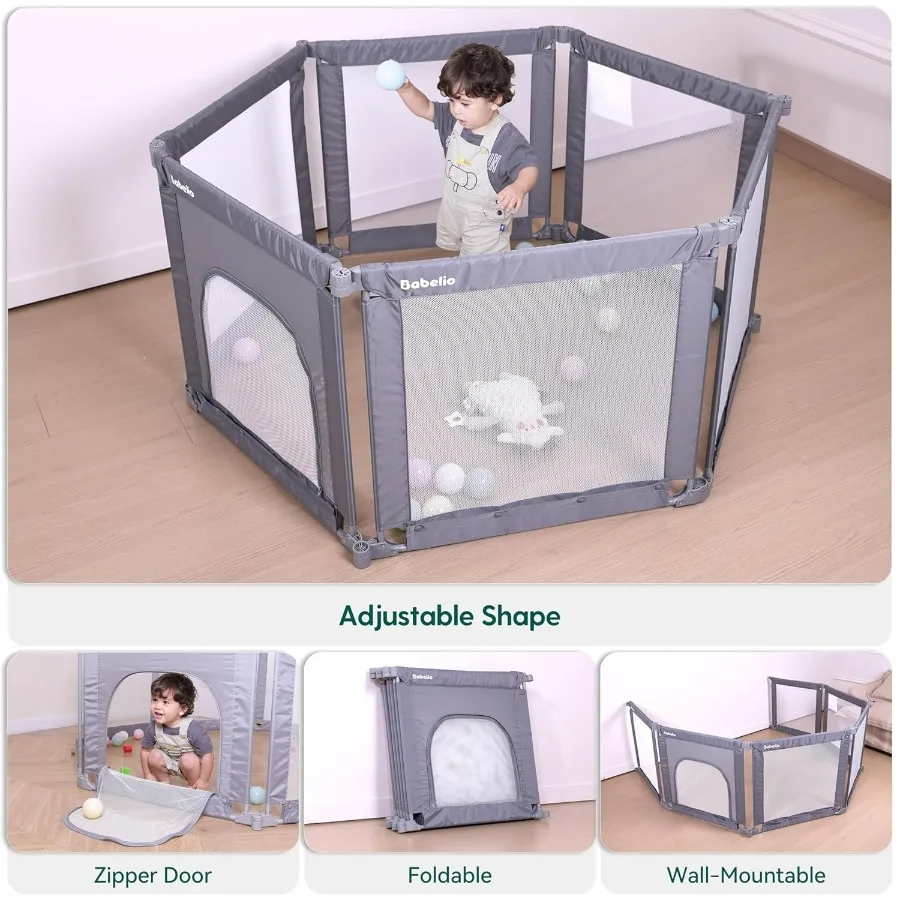 Babelio Box pieghevole per neonati e bambini piccoli Forma regolabile Area 62 31 Box con cancello con cerniera Recinzione portatile per bambini per I