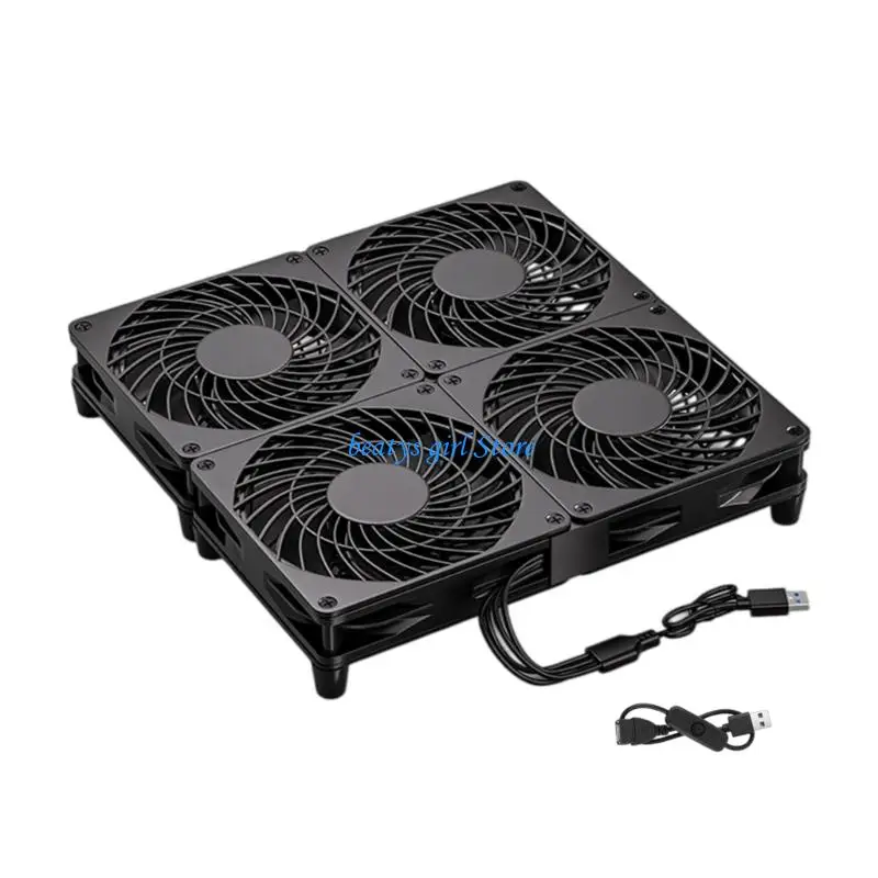 C7AB 1Pc 12Cm Quiet USB Fan With Vibration Absorbing Pads For Receiver And Router Cooling