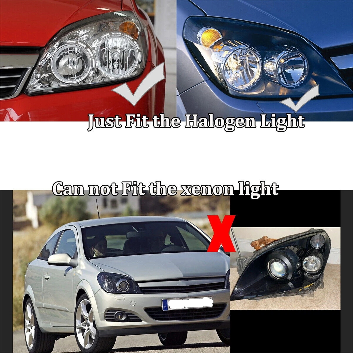 For OPEL ASTRA H 2004-2010 Left+Right Side Front Headlight Lens Cover Clear Headlamp Cover Shell Transparent Lampshade - view 6