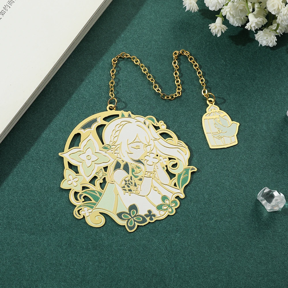 Anime Genshin Impact Elegant Chain Pendant Metal Bookmark Game Figure Wanderer Yae Miko Hollow Out Bookmarks Souvenir Fans Gifts