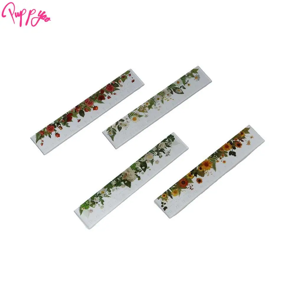 Creative Multifunction 15cm Straight Ruler Transparent Double-duty Math Drawing Ruler Rose Acrylic Flower Bookmark Office