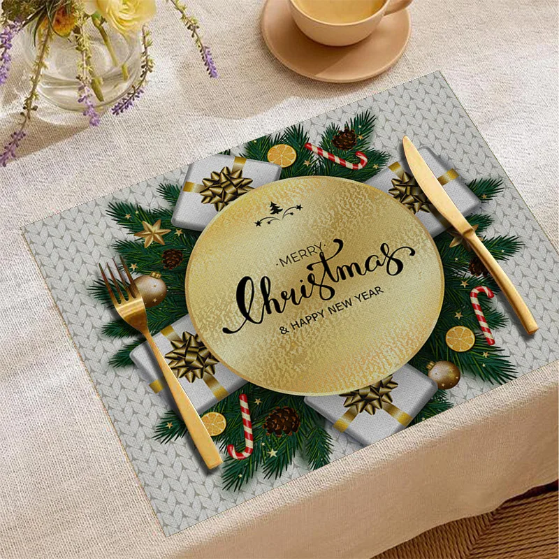 2025 عيد الميلاد الديكور الطرف الطباعة جو الجدول حصيرة الأوروبية مربع الغربية الغذاء المنزلية الجدول حصيرة #4