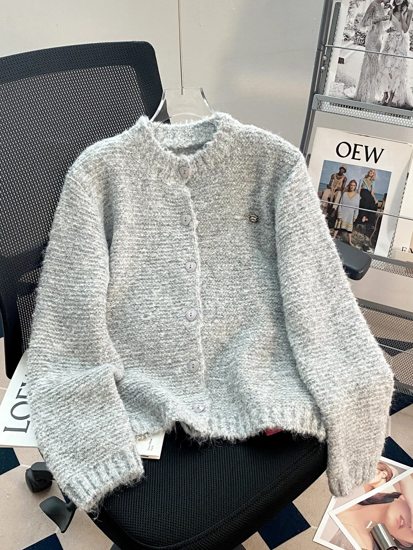 

Solid Soft Sticky Single Breasted Sweater Cardigan for Women Autumn Winter O Neck Sweater New fur Knitted Jumpers Jacket