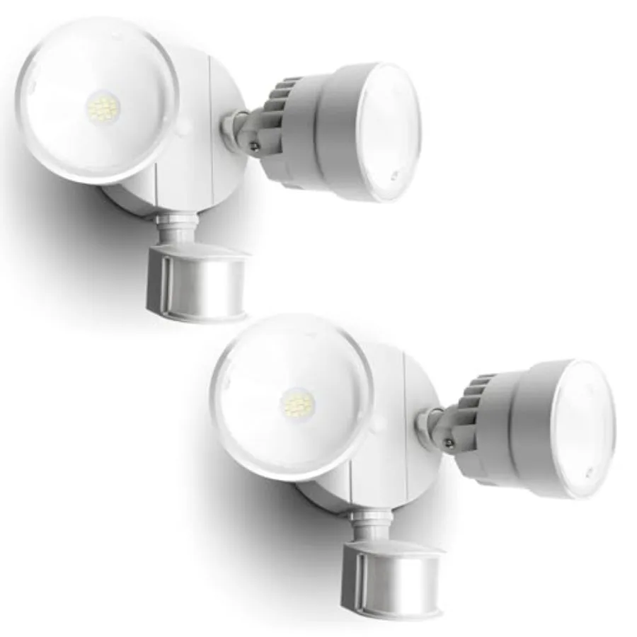 

P6221W-PIR24 2000 люмен, 18 Вт, 26 светодиодов, интегрированный двухголовочный прожектор с датчиком движения, уличный, IP54, водонепроницаемый, для наружного освещения и безопасности