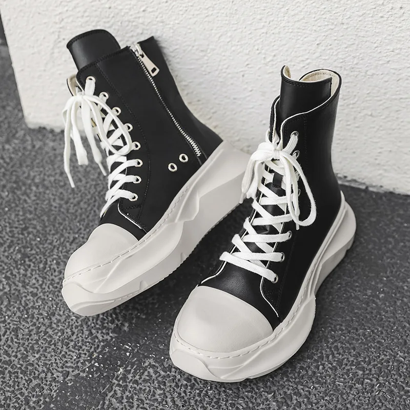 

Трендовый дизайн, мужская повседневная обувь, парусиновая или кожаная мужская обувь с высоким берцем, массивные кроссовки, дышащая мужская вулканизированная обувь на толстой подошве