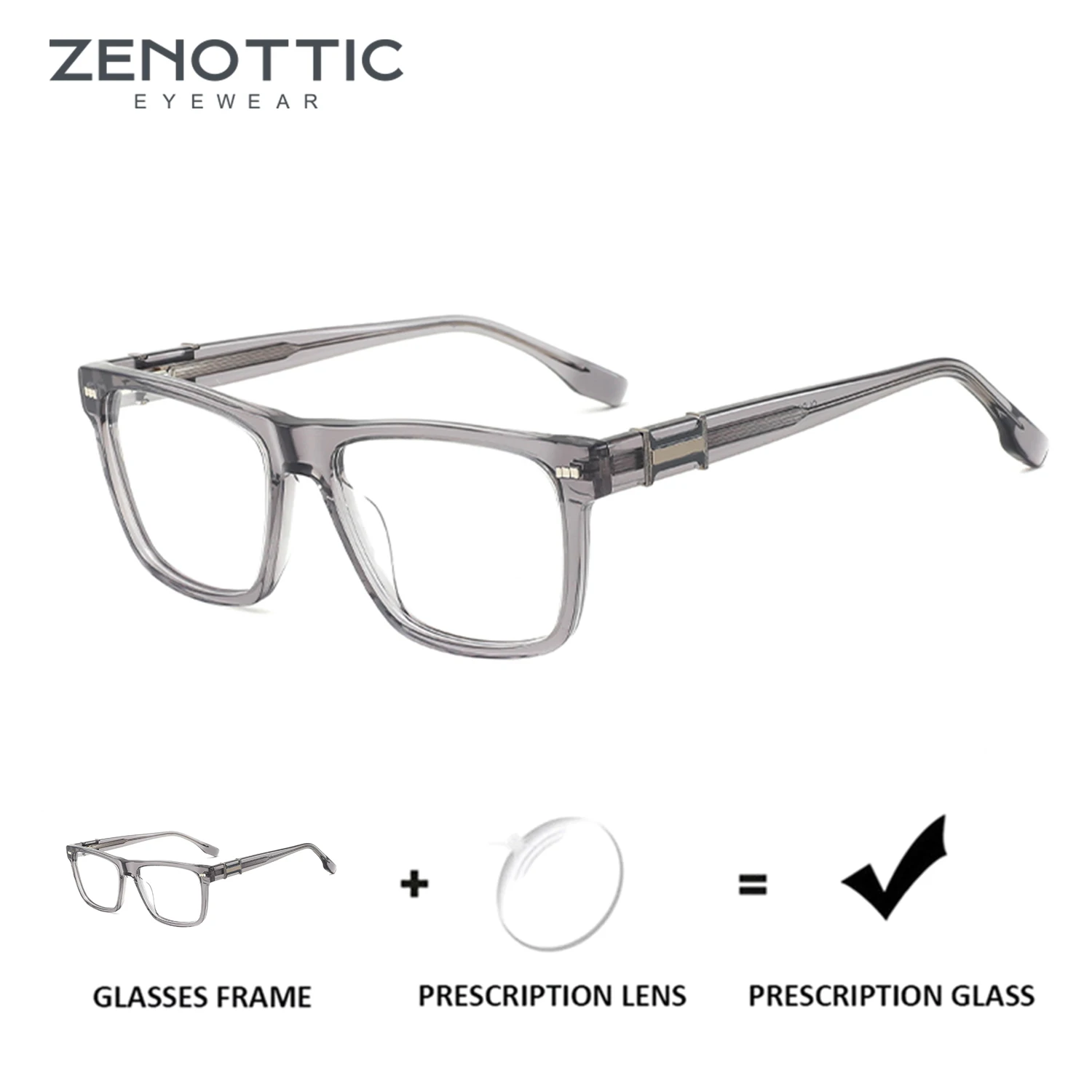 

ZENOTTIC Fashion Sqaure Acetate Prescription Glasses Rectangle Optical Lenses With Recipe Man Myopia Eyeglasses Women