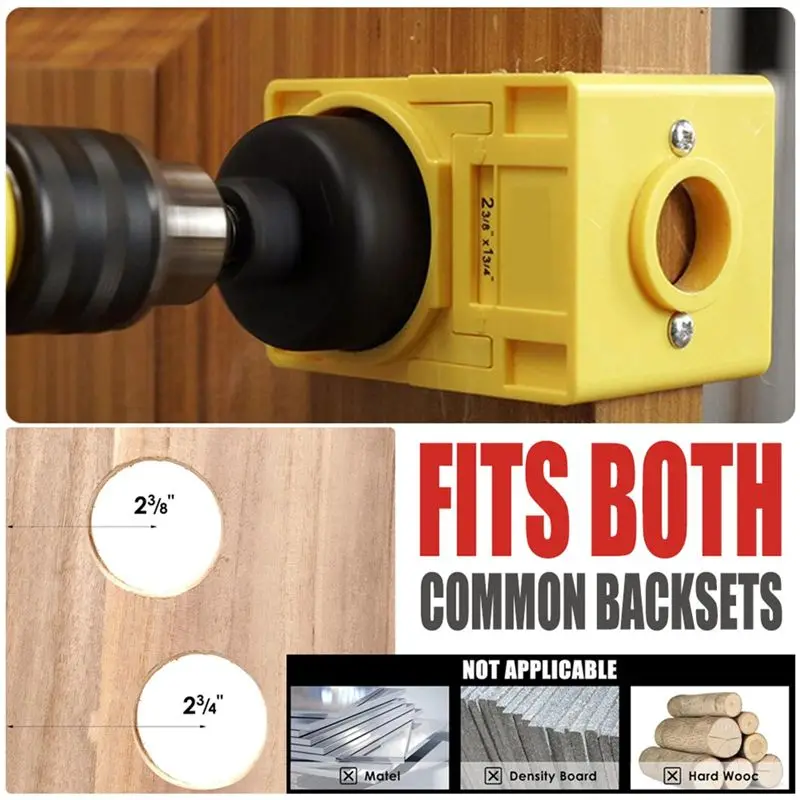 [LXYA68Z!] 1-3/8Inch - 1-3/4Inch Door Lock Installation Kit For Wooden Doors With Guide Template, Door Lock Hole Saw