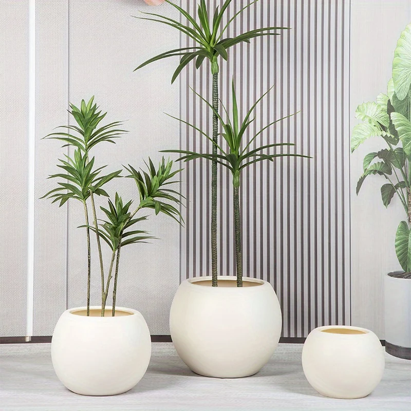 Indoor Outdoor Round Flower Pots, Lightweight Unbreakable Plastic Planters for Garden,  Balcony & Home Flower Planting