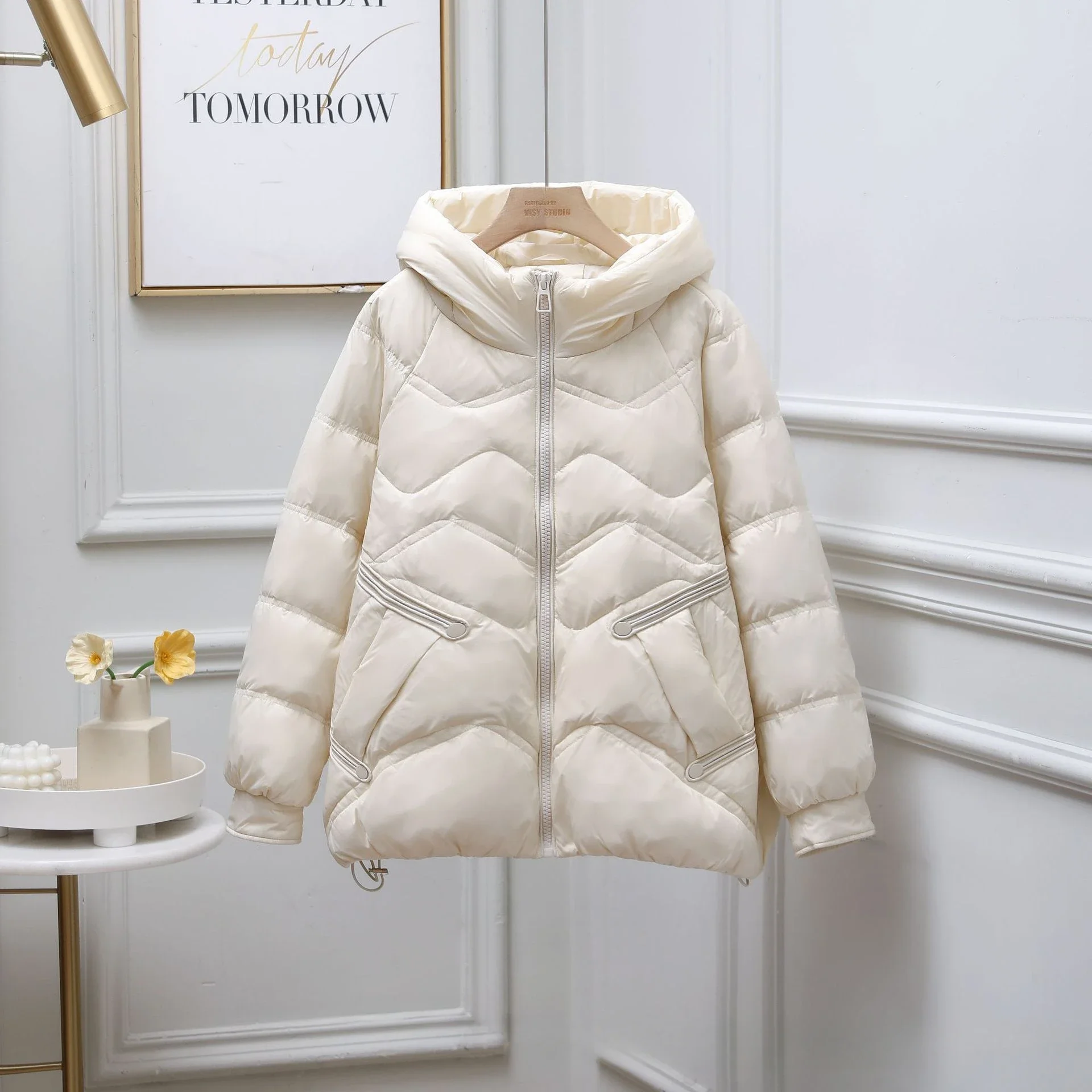 

Winter Down Jacket Women Parkas Korean Long Sleeve Loose Hooded Casual Thicken Warm Jackets Female Overcoat R412