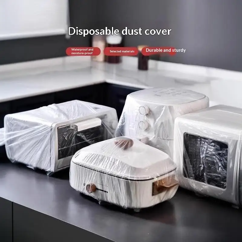 Clear PVC Kitchen Appliance Dust Covers 10/50Pcs Waterproof Dustproof for Oven Air Fryer Rice Cooker Kitchen Organizer