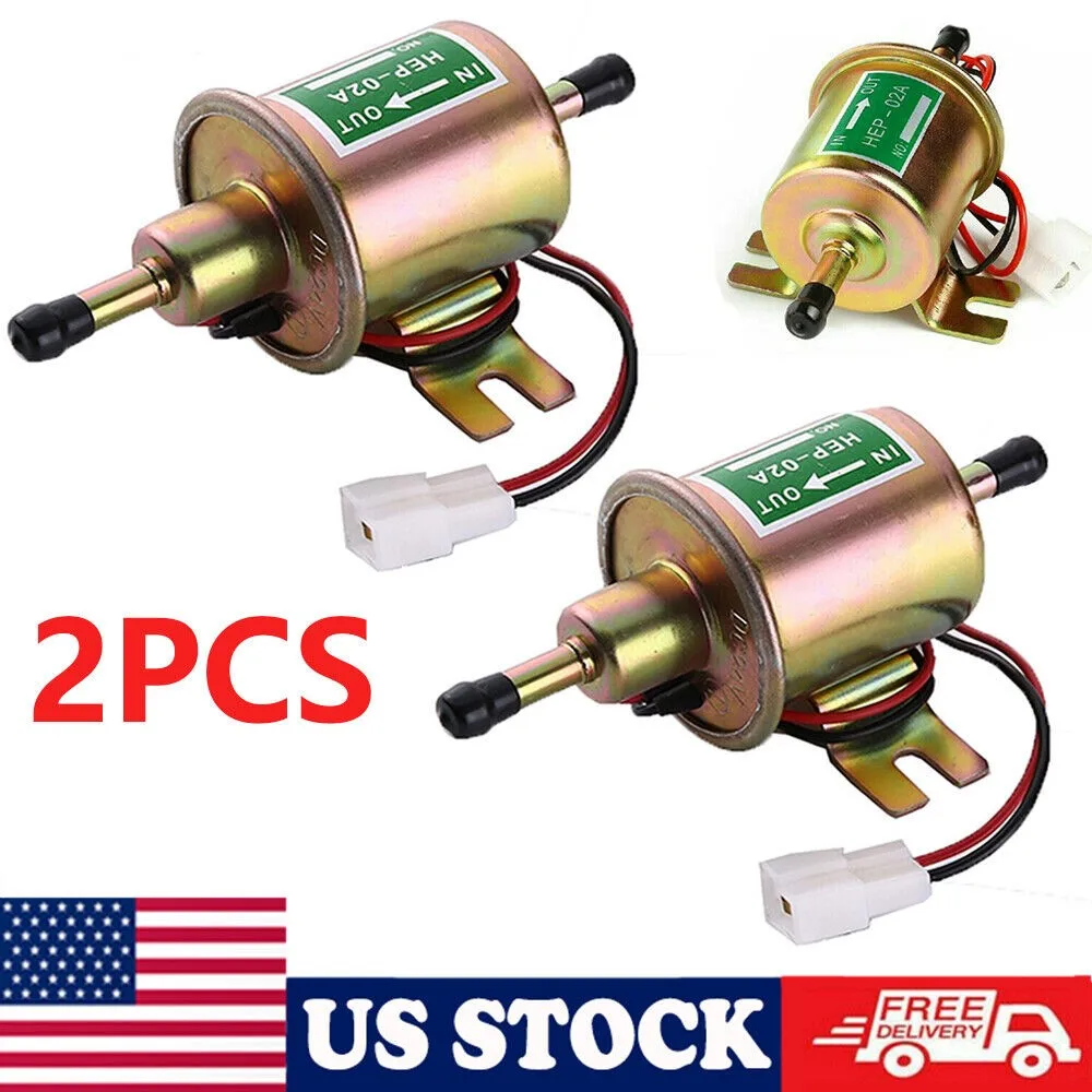 2 pcs Universal Electric Fuel Pump HEP-02A Inline Low Pressure Gas Diesel 12V US