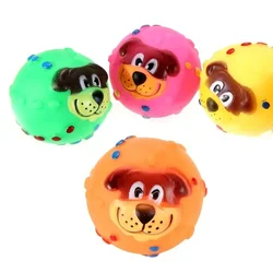 Funny Pet Dog Ball Toy Dog Face Sound Squeaky Toys Soft Rubber Chew Sound Ball Toys