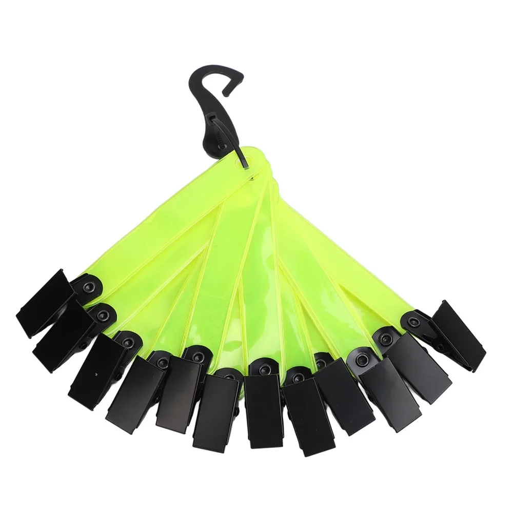 12PCS Durable Fluorescent Reflective Trail Markers PVC Iron Clips High Visibility Tree Tacks Tracking Marks for Camping