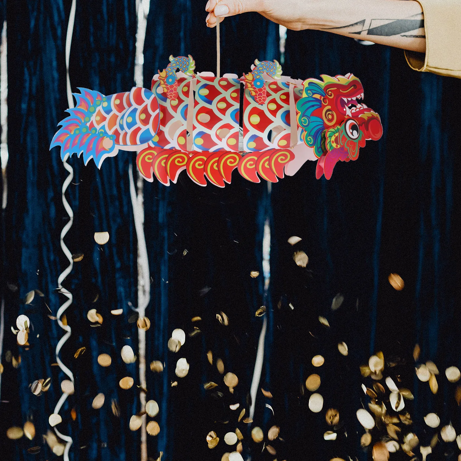 

Colorful Dragon Decoration 49 3 H Photo Props held Red Lantern Hanging Props for New Year Party Decorations Photo