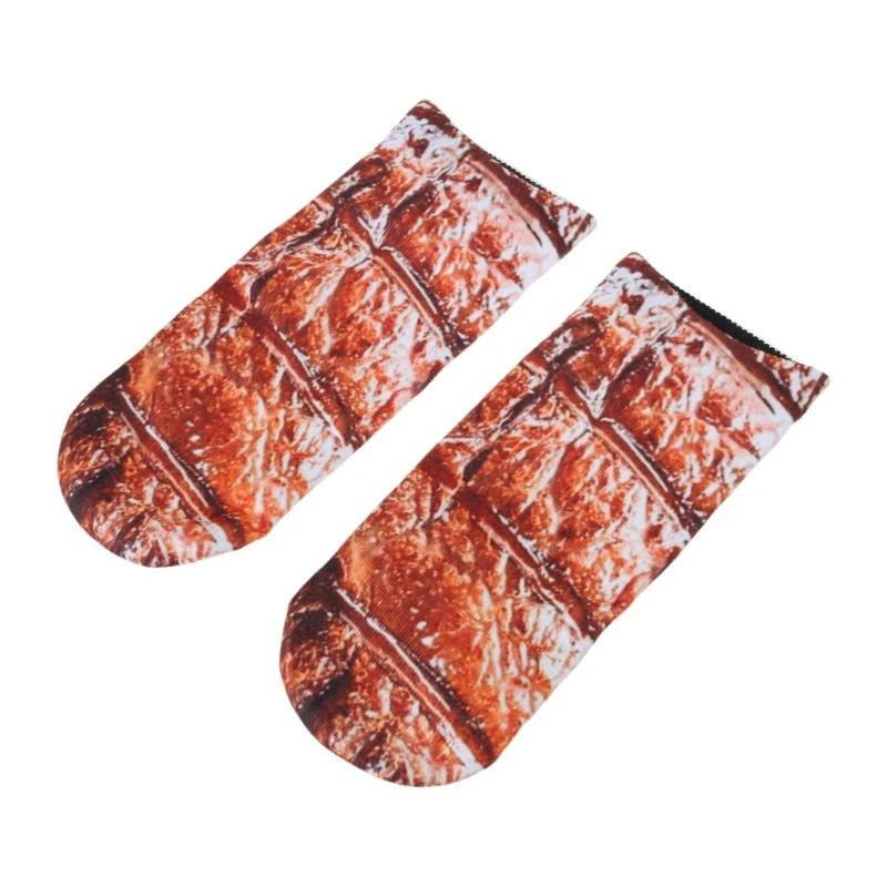 3D Digital Printing Socks 1 Pair Beef Pork Short Sock Funny Simulation Socks Unisex for Men Women Teens Dropshipping