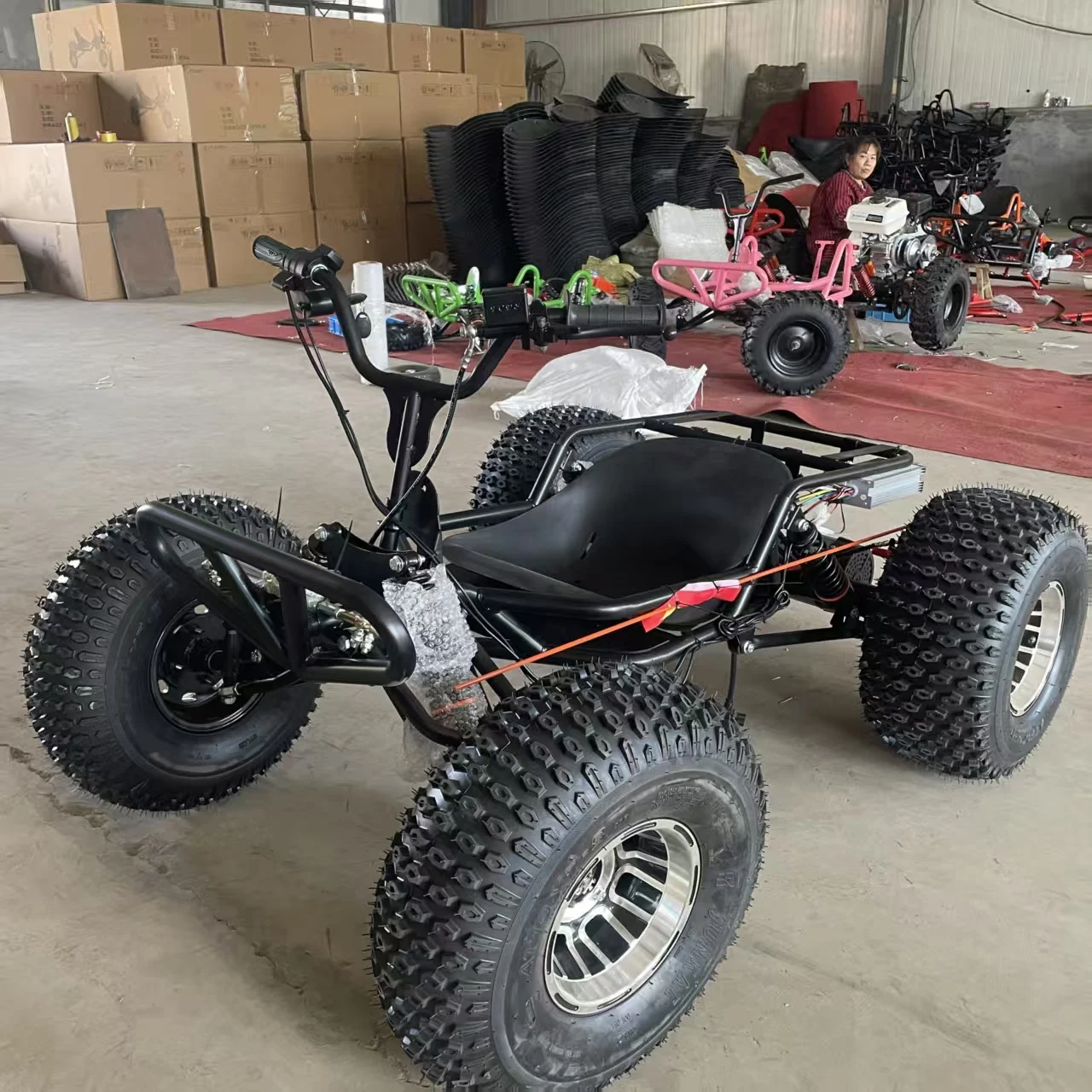 Electric 10inch Aluminum Wheels Treaded Tires All-Terrain Adult Off-Road Mountain Foot-Powered Kart 48/25A Outdoor Beach Go-Kart