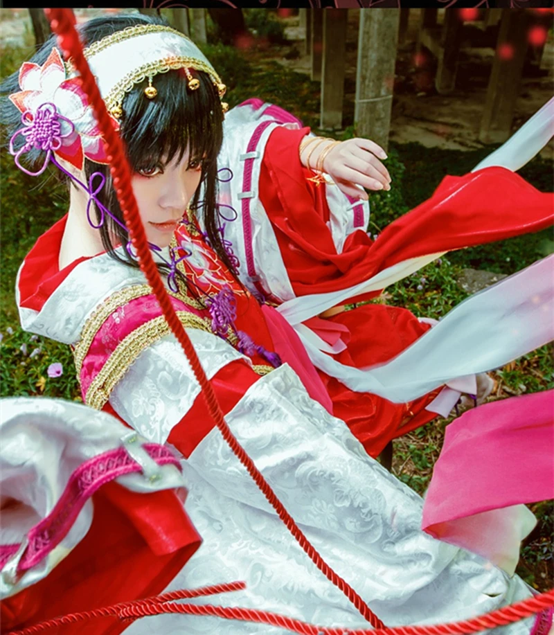 New Hand Made GATE7 Flower Hana Red And White Kimono Cosplay Costume Custom Made For Game Party Cosplay