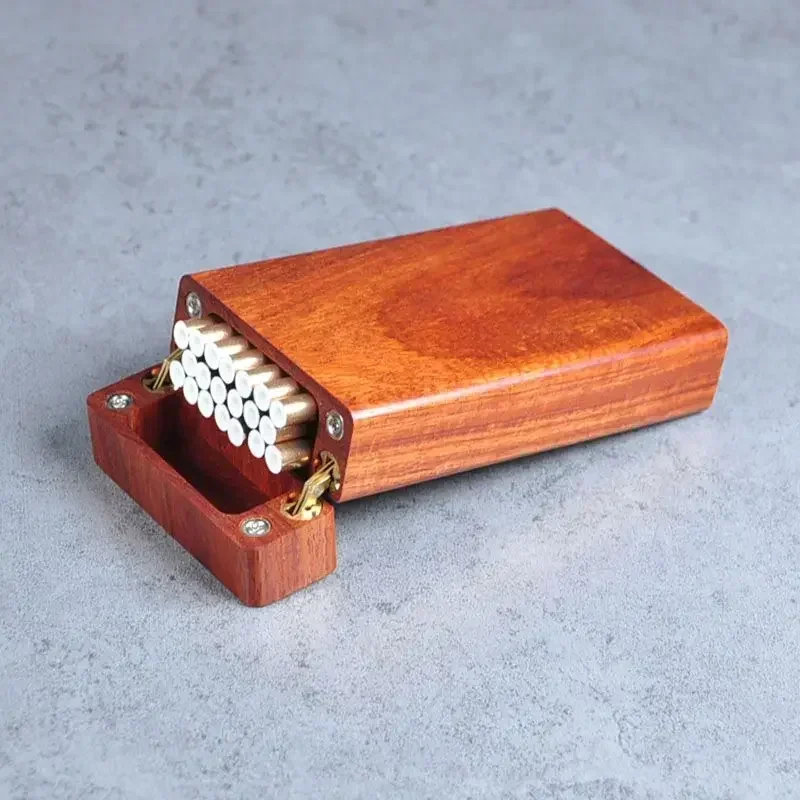 Handmade blood sandalwood solid wood cigarette box flip-top log natural environmentally friendly portable cigarette box