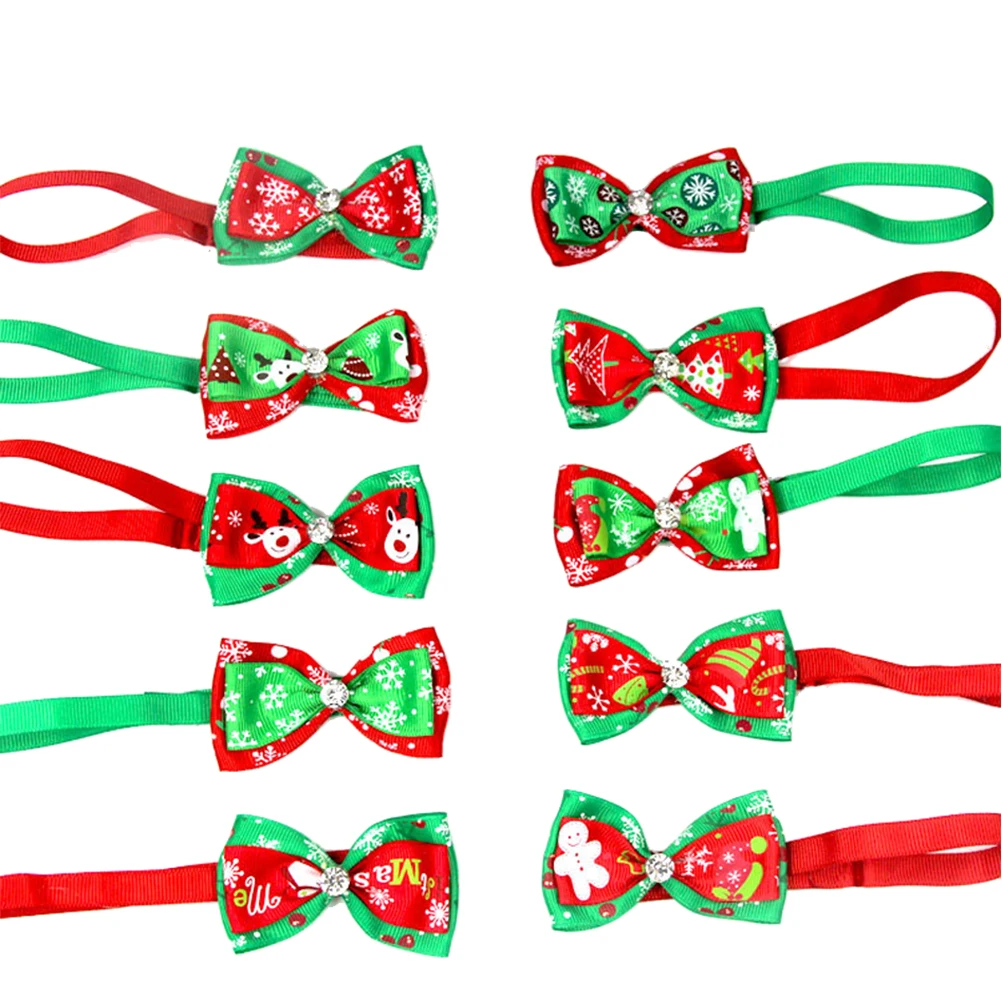 

15 Pcs Dog Christmas Bow Tie Adjustable Ties Pet Accessories for Dogs Wedding Collar Bowtie Cat Collars