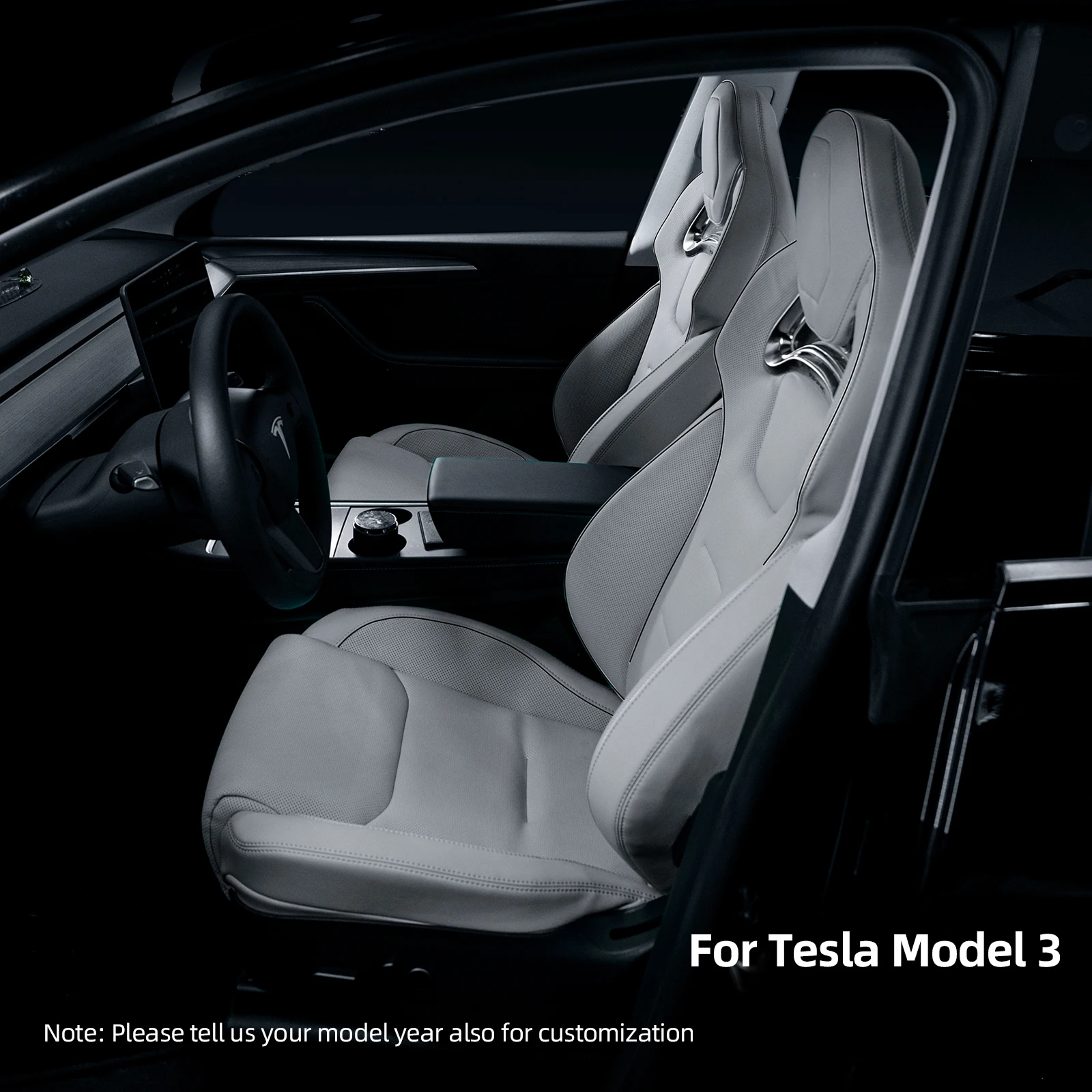 Alfanxi Seat Covers Microfiber Leather Covers for Model 3 Seats Modification Compatible with 2019-2024 Tesla Model 3