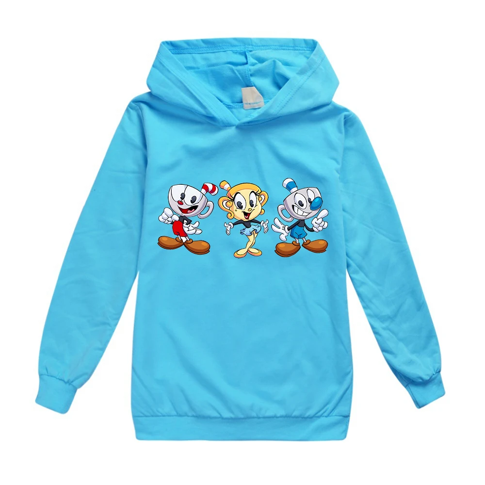 Kids Kawaii Cuphead Print Hoodies Children Clothing Baby Boys/Girls Clothes Long Sleeve Autumn Streetwears 100% Cotton 2-15Y