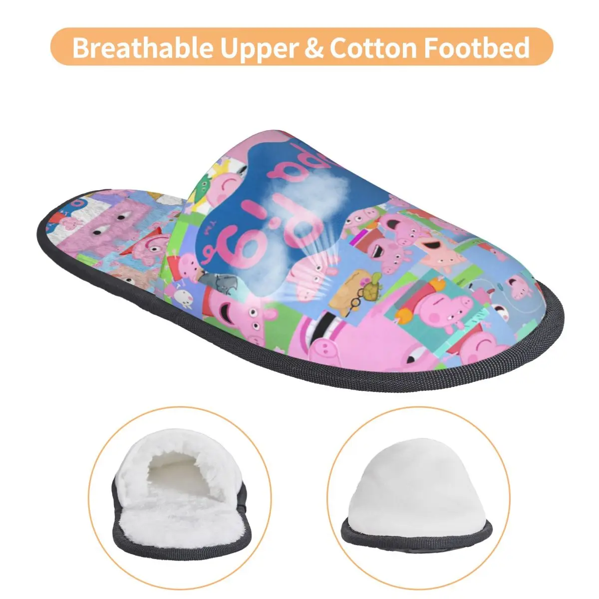 Peppa Pig Zapatillas de algodón para dormitorio, pantuflas suaves de piel para el hogar, antideslizantes